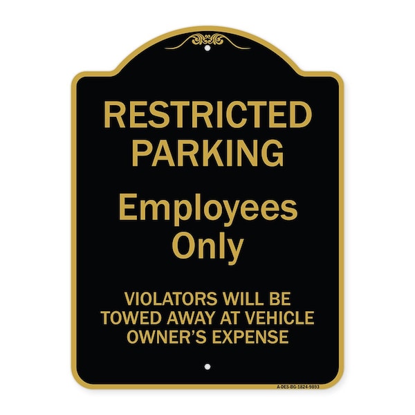 Designer Series-Restricted Parking Employees Violators Will Be Towed V, 24" x 18", BG-1824-9893
